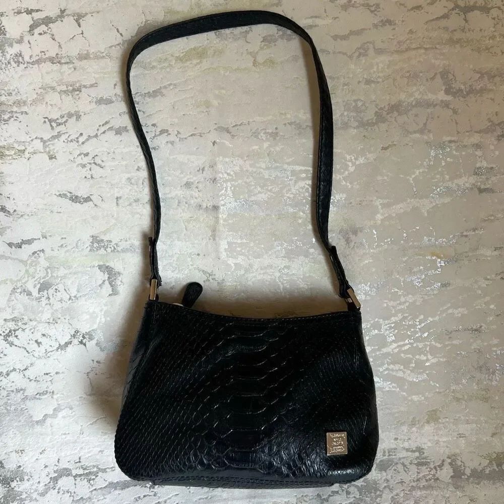 Liz Claiborne Leather reptile embossed Y2K mini shoulder bag